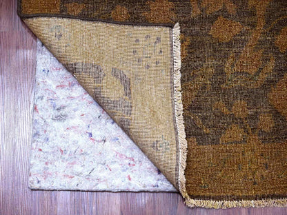 Vintage hand-knotted wool rug in Overdyed & Honey Brown, 7'8" x 10'1" — SKU O020372 (view 4)