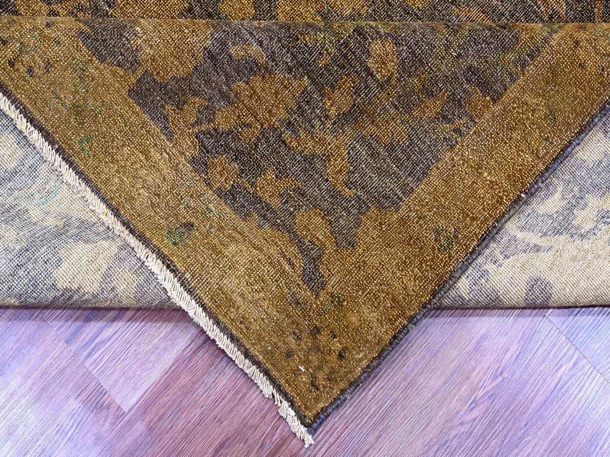 Vintage hand-knotted wool rug in Overdyed & Honey Brown, 7'8" x 10'1" — SKU O020372 (view 6)