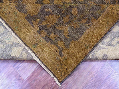 Vintage hand-knotted wool rug in Overdyed & Honey Brown, 7'8" x 10'1" — SKU O020372 (view 6)