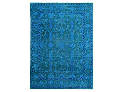 Heriz Vintage hand-knotted wool rug in Overdyed & Blue, 9'4" x 12'9" — SKU O020373