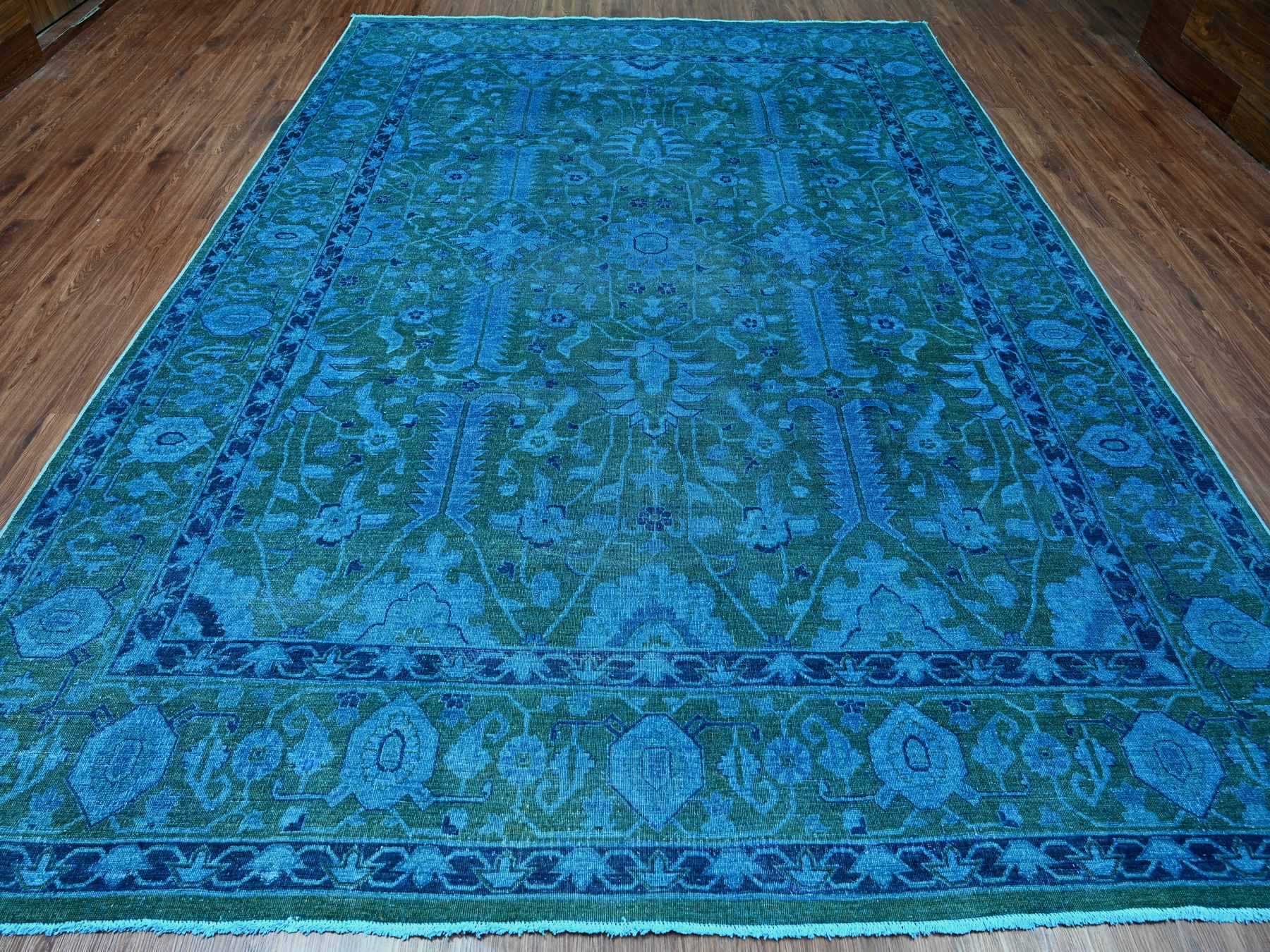 Heriz Vintage hand-knotted wool rug in Overdyed & Blue, 9'4" x 12'9" — SKU O020373 (view 2)
