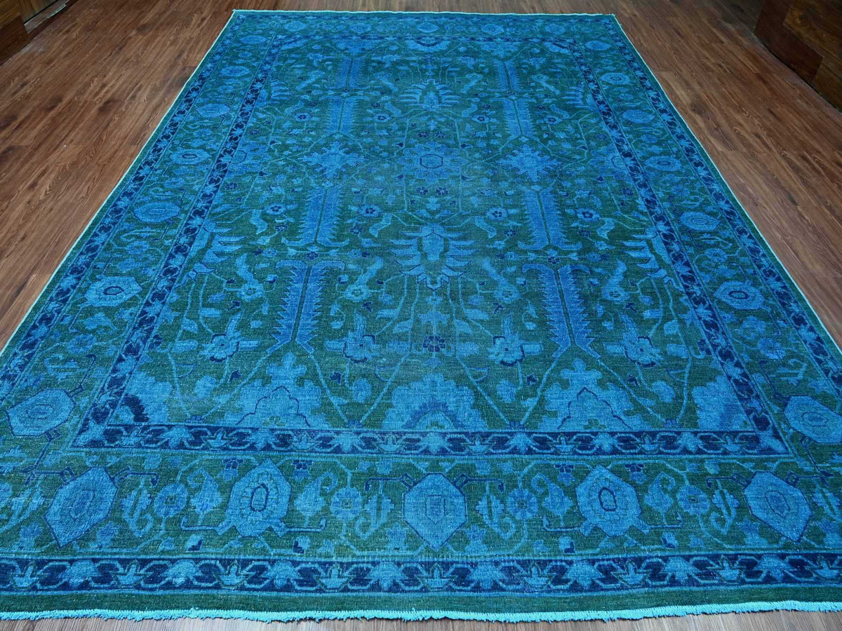 Heriz Vintage hand-knotted wool rug in Overdyed & Blue, 9'4" x 12'9" — SKU O020373 (view 2)
