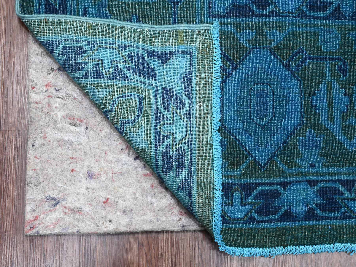 Heriz Vintage hand-knotted wool rug in Overdyed & Blue, 9'4" x 12'9" — SKU O020373 (view 4)
