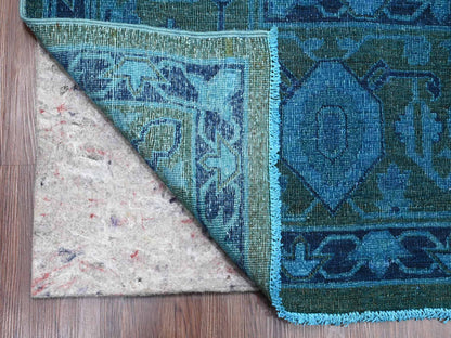 Heriz Vintage hand-knotted wool rug in Overdyed & Blue, 9'4" x 12'9" — SKU O020373 (view 4)