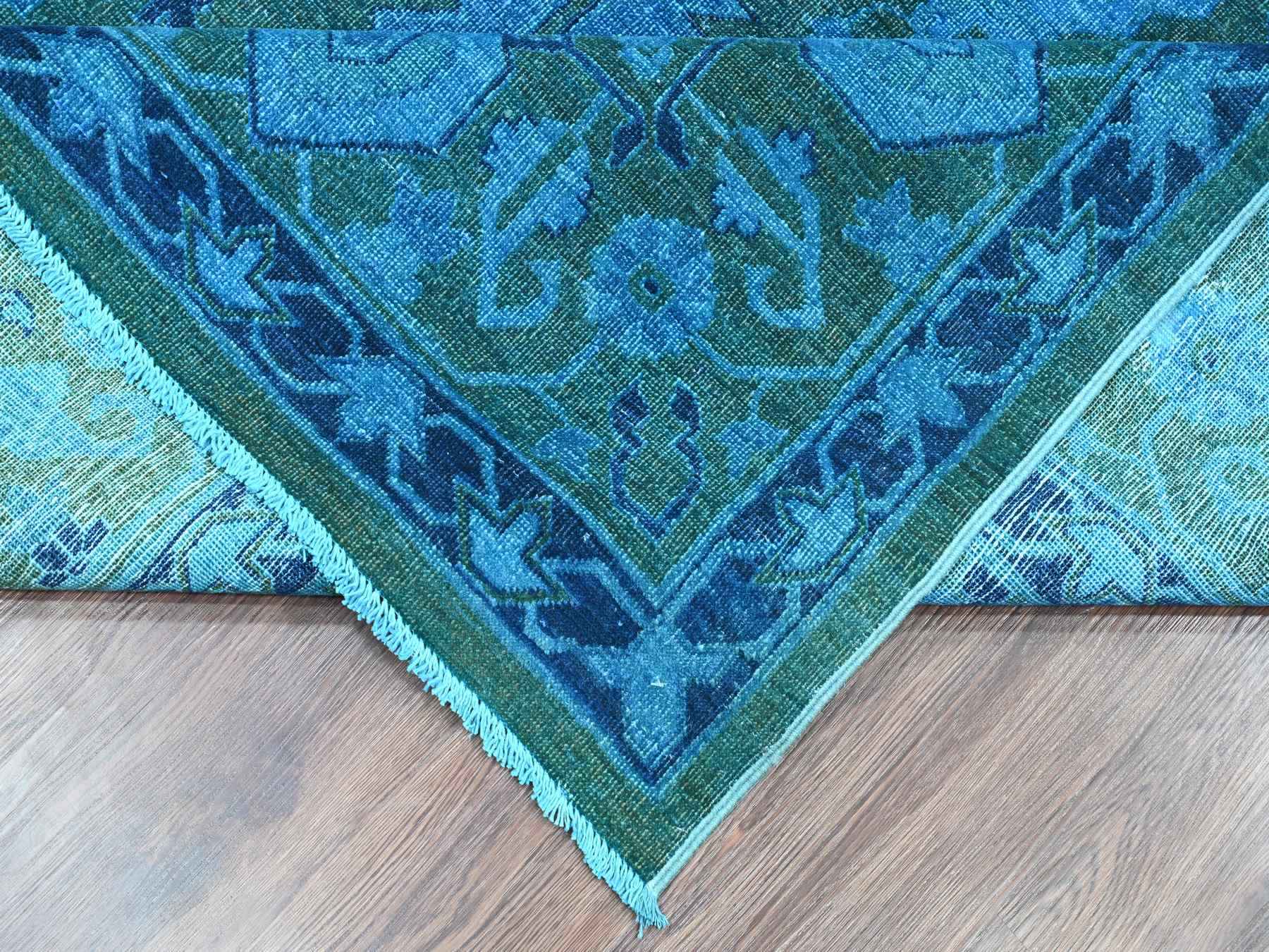 Heriz Vintage hand-knotted wool rug in Overdyed & Blue, 9'4" x 12'9" — SKU O020373 (view 6)