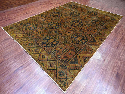 Overdyed 8'10" x 12'2" Vintage Hand knotted Wool Rug - Sku: O020374