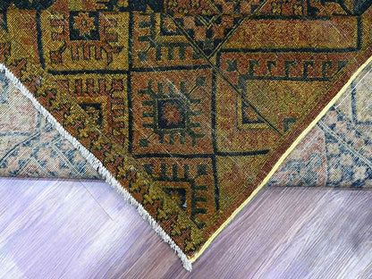 Overdyed 8'10" x 12'2" Vintage Hand knotted Wool Rug - Sku: O020374