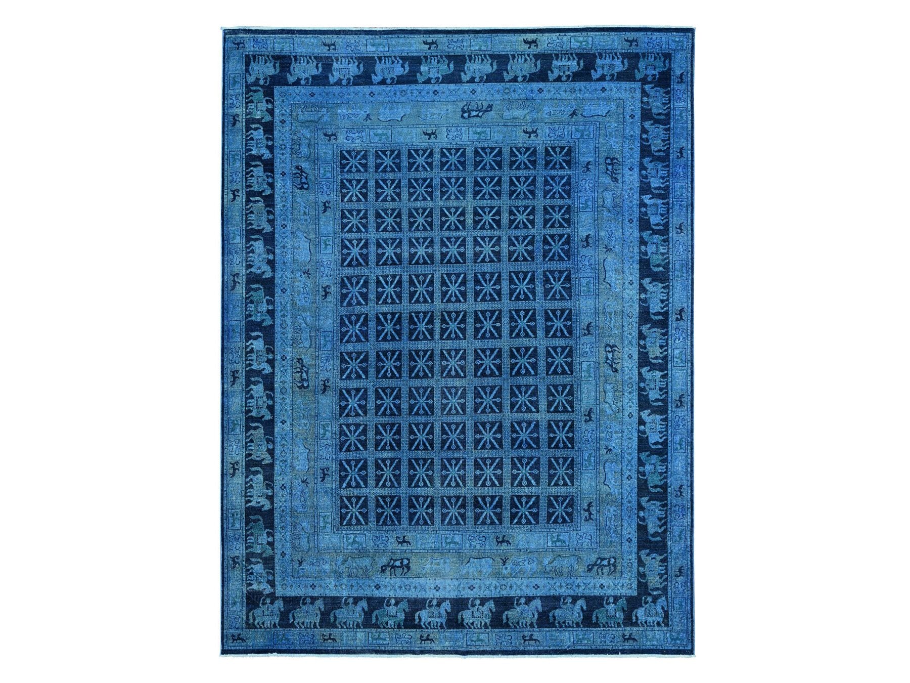 Peshawar Vintage hand-knotted wool rug in Overdyed, 8'11" x 11'11", SKU O020375