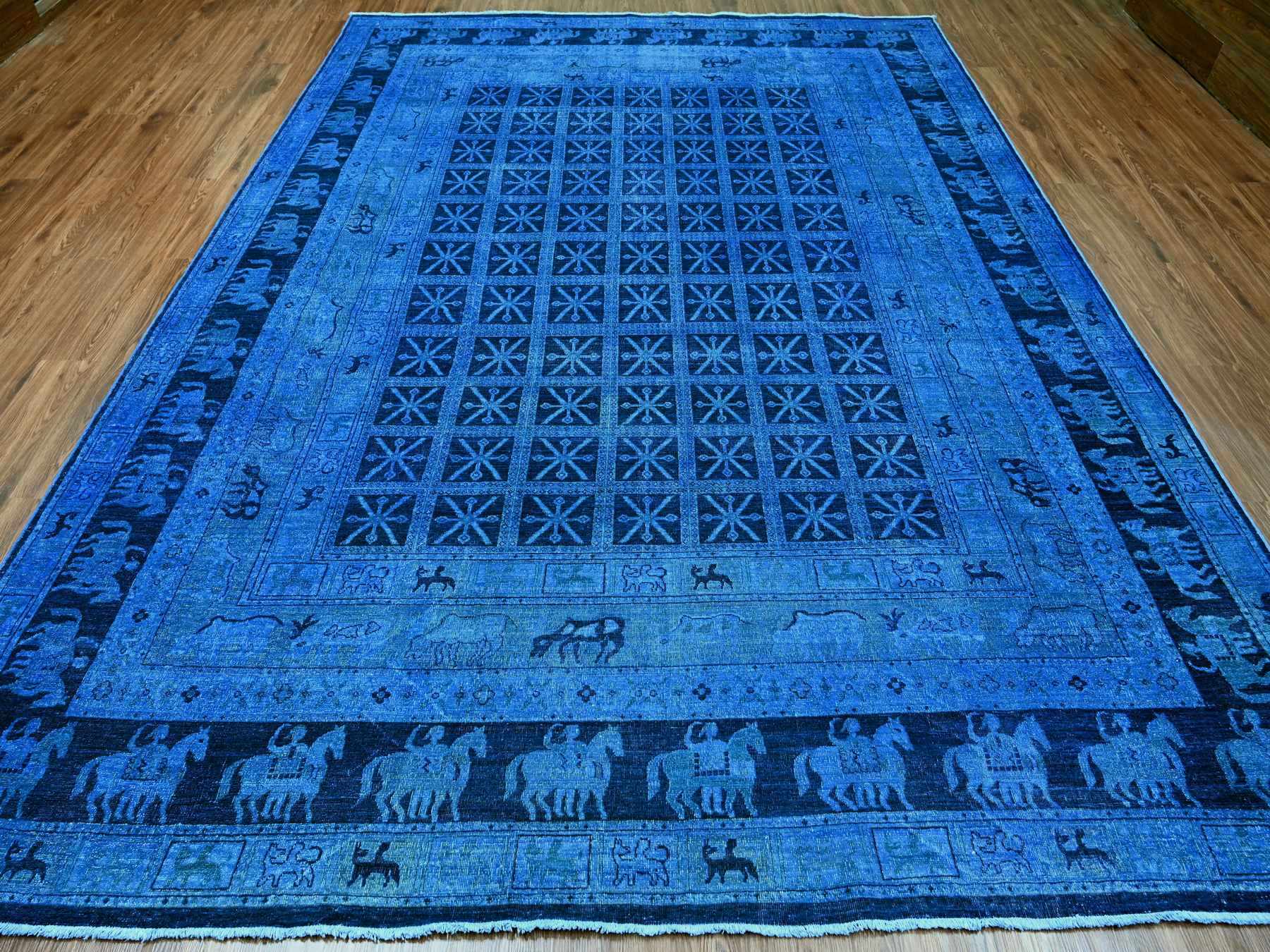 Peshawar Vintage hand-knotted wool rug in Overdyed, 8'11" x 11'11", SKU O020375