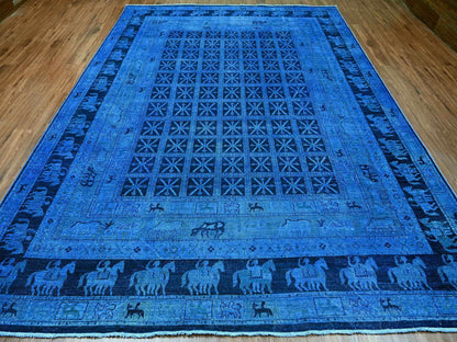 Overdyed 8'11" x 11'11" Vintage Hand knotted Wool Rug - Sku: O020375