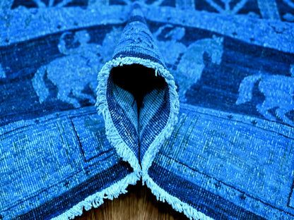 Overdyed 8'11" x 11'11" Vintage Hand knotted Wool Rug - Sku: O020375