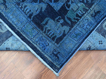 Overdyed 8'11" x 11'11" Vintage Hand knotted Wool Rug - Sku: O020375