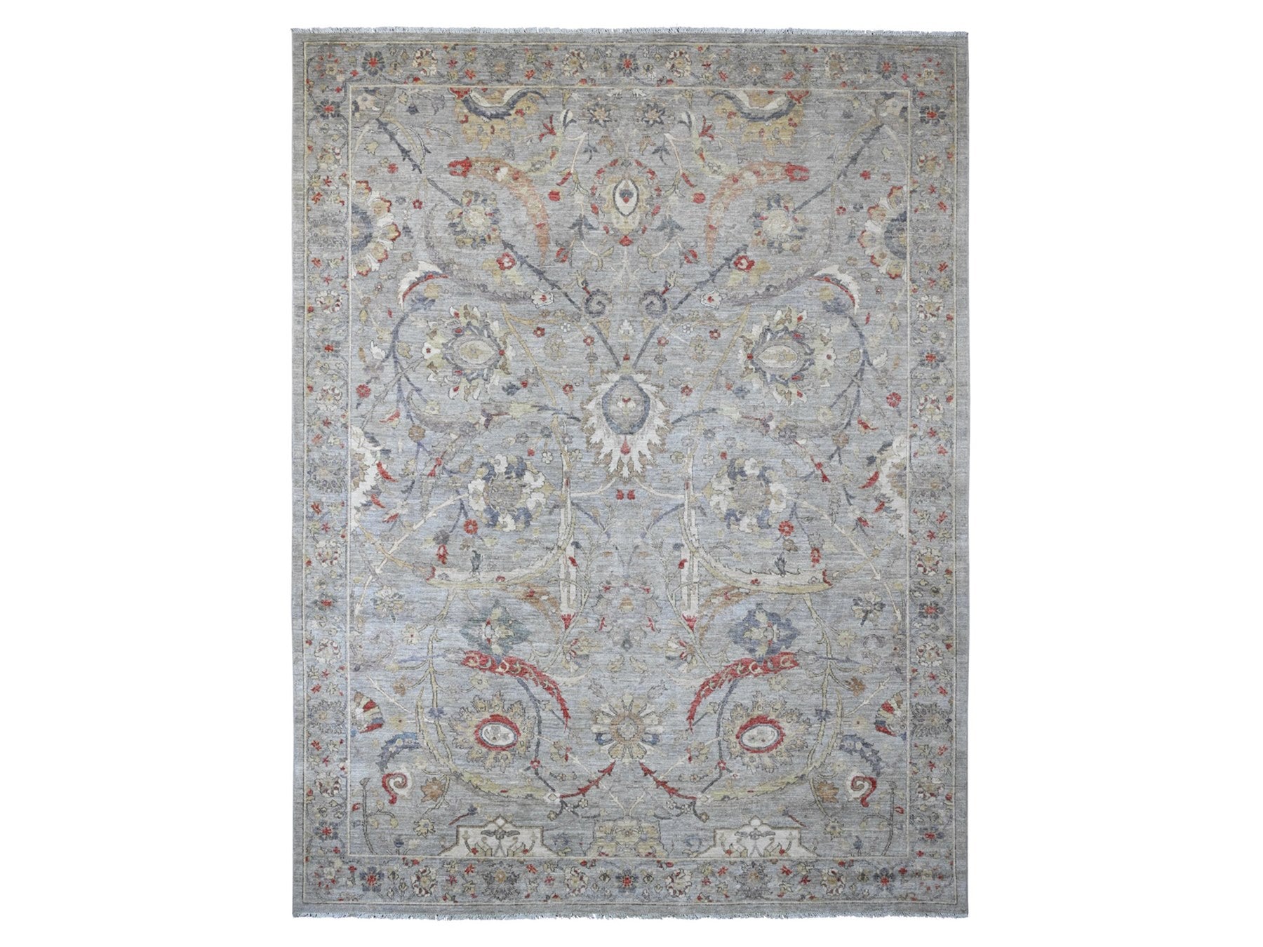 Peshawar Oushak hand-knotted wool rug in Gray, 8'11" x 11'7" — SKU O020379