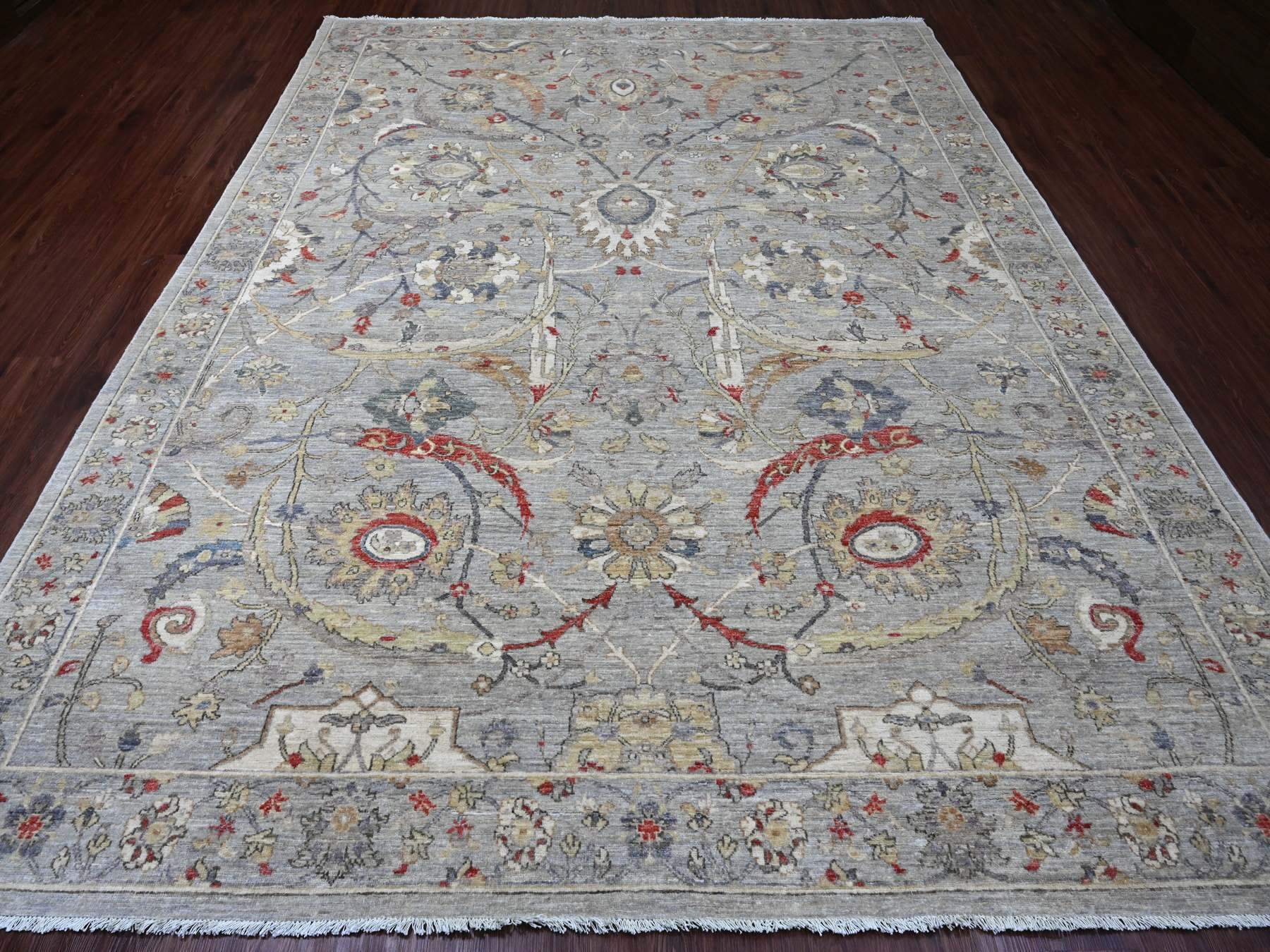 Peshawar Oushak hand-knotted wool rug in Gray, 8'11" x 11'7" — SKU O020379 (view 2)