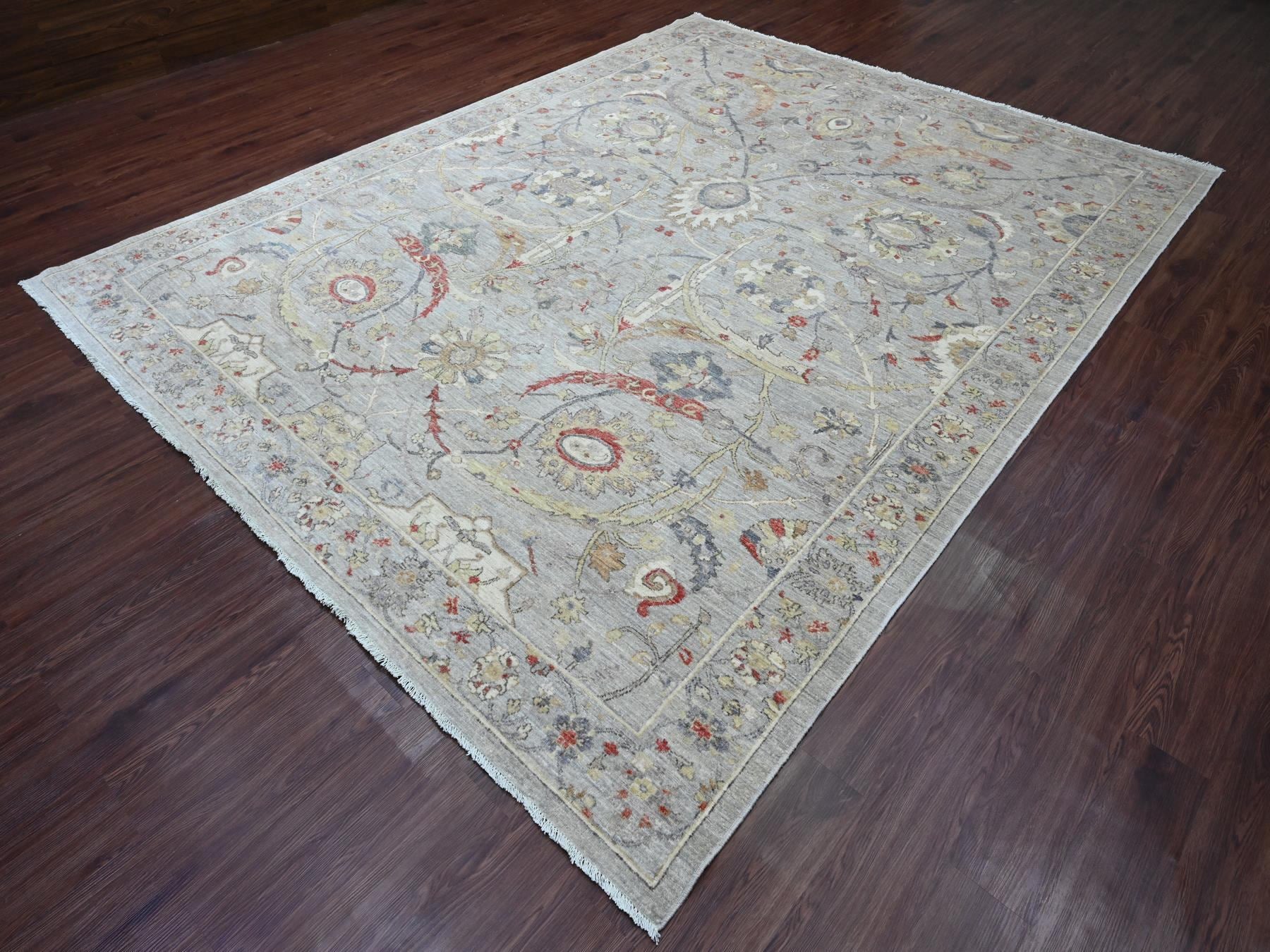 Peshawar Oushak hand-knotted wool rug in Gray, 8'11" x 11'7" — SKU O020379 (view 3)