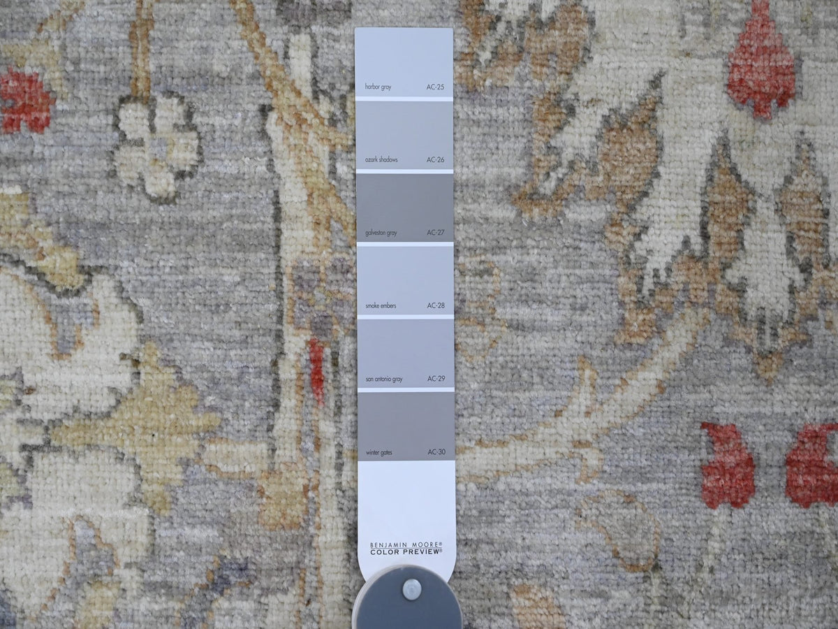 Peshawar Oushak hand-knotted wool rug in Gray, 8'11" x 11'7" — SKU O020379 (view 7)