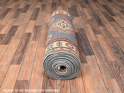 Grey 2'9" x 18'9" Kazak Hand knotted Wool Rug - Sku: O02037