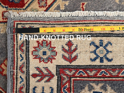 Kazak Kazak hand-knotted wool runner in Gray & Ivory, 2'9" x 18'9" — SKU O02037 (view 7)