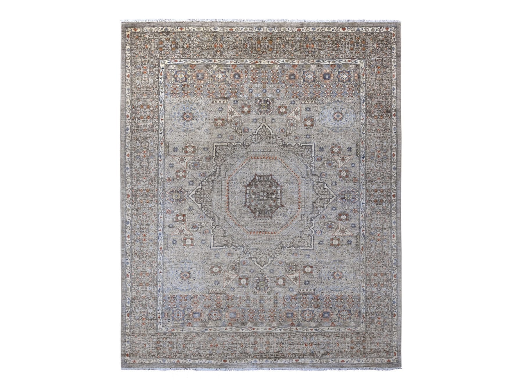 Mamluk Mamluk hand-knotted wool rug in Gray, 8'1" x 9'11" — SKU O020382