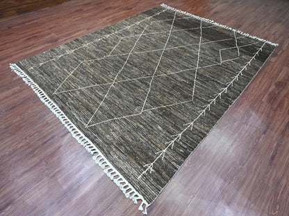 Brown 7'11" x 10'0" Tribal Hand knotted Wool Rug - Sku: O020385