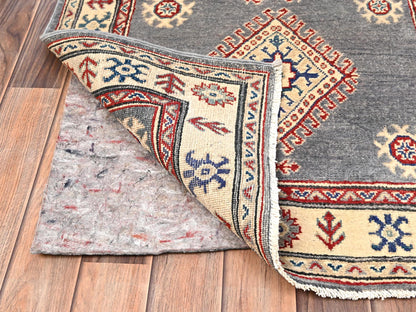 Kazak Kazak hand-knotted wool runner in Gray & Ivory, 2'10" x 18'7" — SKU O02038 (view 3)