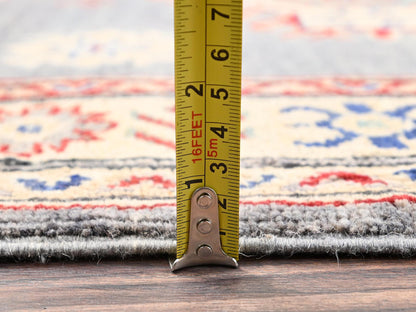 Kazak Kazak hand-knotted wool runner in Gray & Ivory, 2'10" x 18'7" — SKU O02038 (view 6)