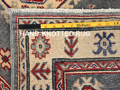 Kazak Kazak hand-knotted wool runner in Gray & Ivory, 2'10" x 18'7" — SKU O02038 (view 7)
