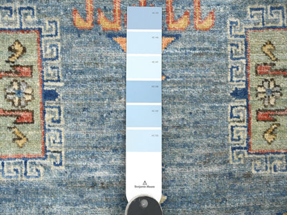 Blue 5'10" x 6'1" Oushak And Peshawar Hand knotted Wool Rug - Sku: O020393