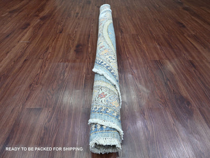 Blue 5'10" x 6'1" Oushak And Peshawar Hand knotted Wool Rug - Sku: O020393
