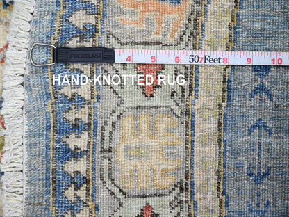 Blue 5'10" x 6'1" Oushak And Peshawar Hand knotted Wool Rug - Sku: O020393