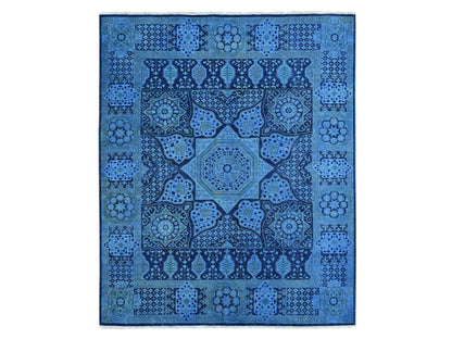 Blue 7'11" x 9'6" Vintage Hand knotted Wool Rug - Sku: O020396
