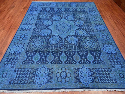 Blue 7'11" x 9'6" Vintage Hand knotted Wool Rug - Sku: O020396