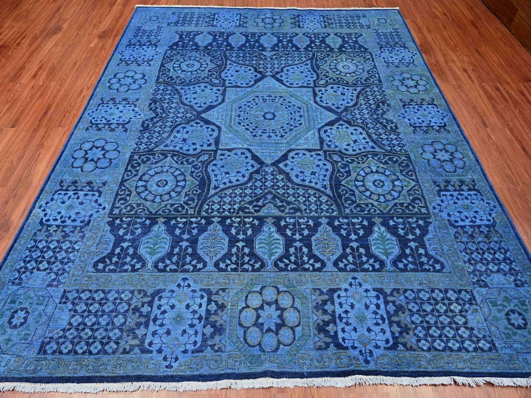 Mamluk Vintage hand-knotted wool rug in Blue, 7'11" x 9'6", SKU O020396