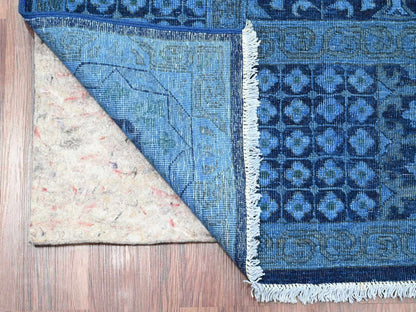 Blue 7'11" x 9'6" Vintage Hand knotted Wool Rug - Sku: O020396