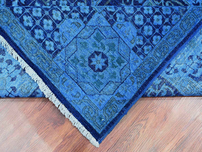 Blue 7'11" x 9'6" Vintage Hand knotted Wool Rug - Sku: O020396