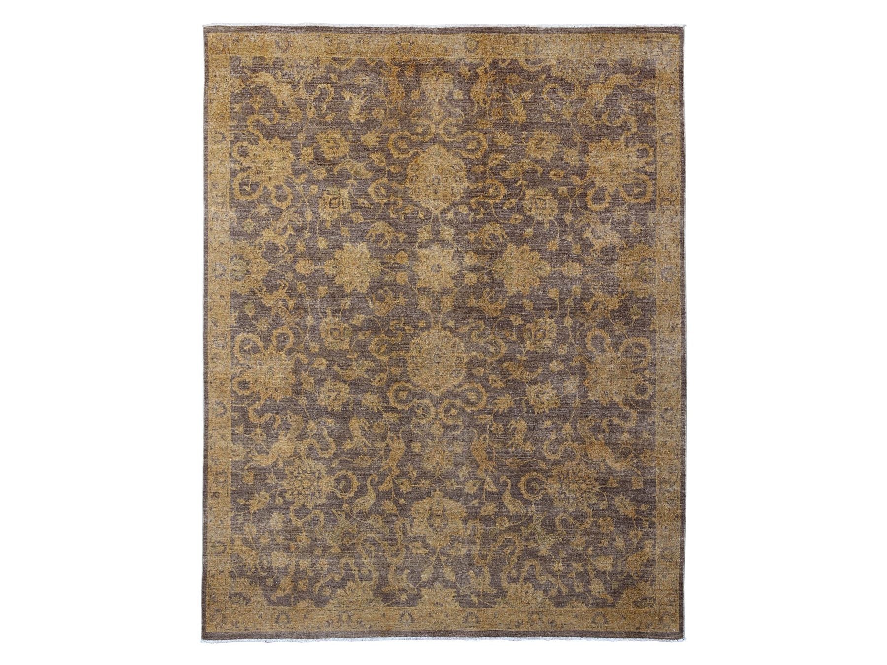 Mahal Vintage hand-knotted wool rug in Overdyed & Brown, 7'10" x 10' — SKU O020397
