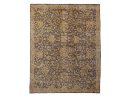 Mahal Vintage hand-knotted wool rug in Overdyed & Brown, 7'10" x 10' — SKU O020397