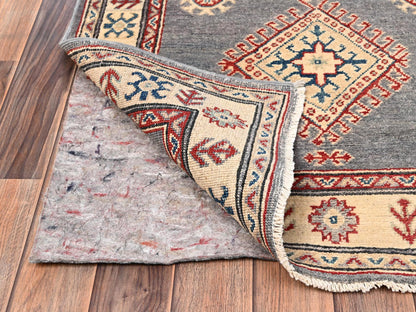 Kazak Kazak hand-knotted wool runner in Gray & Ivory, 2'9" x 18'7" — SKU O02039 (view 3)