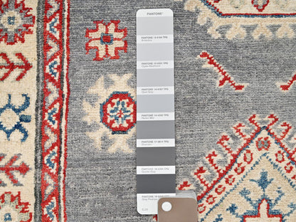 Kazak Kazak hand-knotted wool runner in Gray & Ivory, 2'9" x 18'7" — SKU O02039 (view 4)