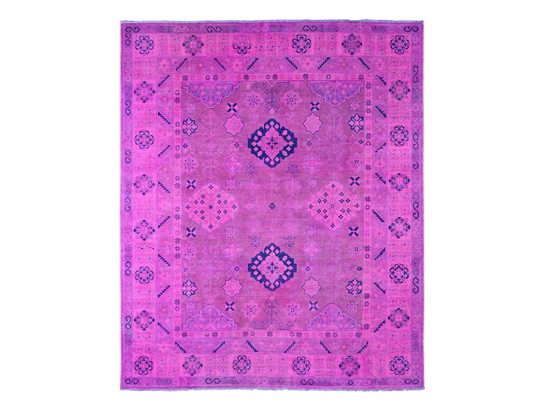 Kazak Kazak hand-knotted wool rug in Overdyed & Pink, 7'11" x 9'7" — SKU O020401