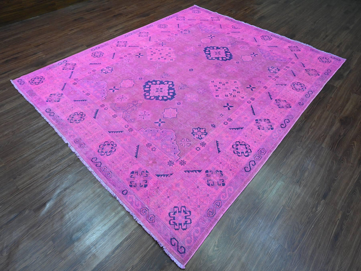 Kazak Kazak hand-knotted wool rug in Overdyed & Pink, 7'11" x 9'7" — SKU O020401 (view 3)