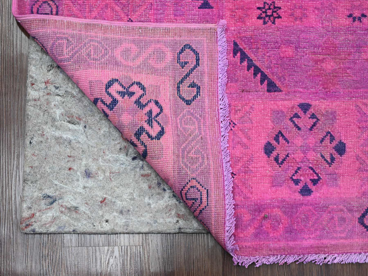 Kazak Kazak hand-knotted wool rug in Overdyed & Pink, 7'11" x 9'7" — SKU O020401 (view 4)