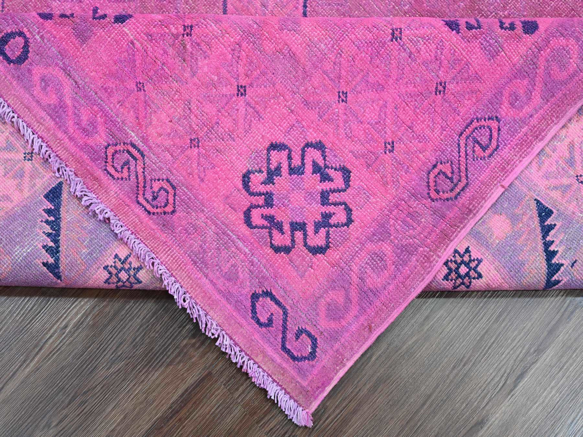 Kazak Kazak hand-knotted wool rug in Overdyed & Pink, 7'11" x 9'7" — SKU O020401 (view 6)