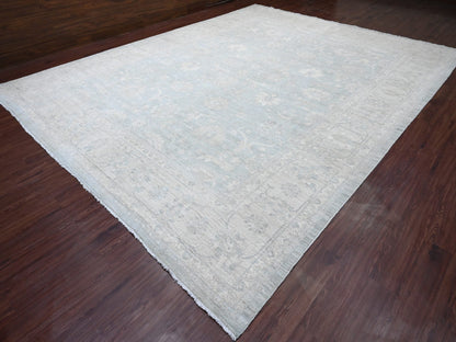 Peshawar Oushak hand-knotted wool rug in Gray & Ivory, 12' x 15'4" — SKU O020405 (view 3)