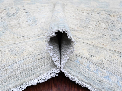 Peshawar Oushak hand-knotted wool rug in Gray & Ivory, 12' x 15'4" — SKU O020405 (view 5)