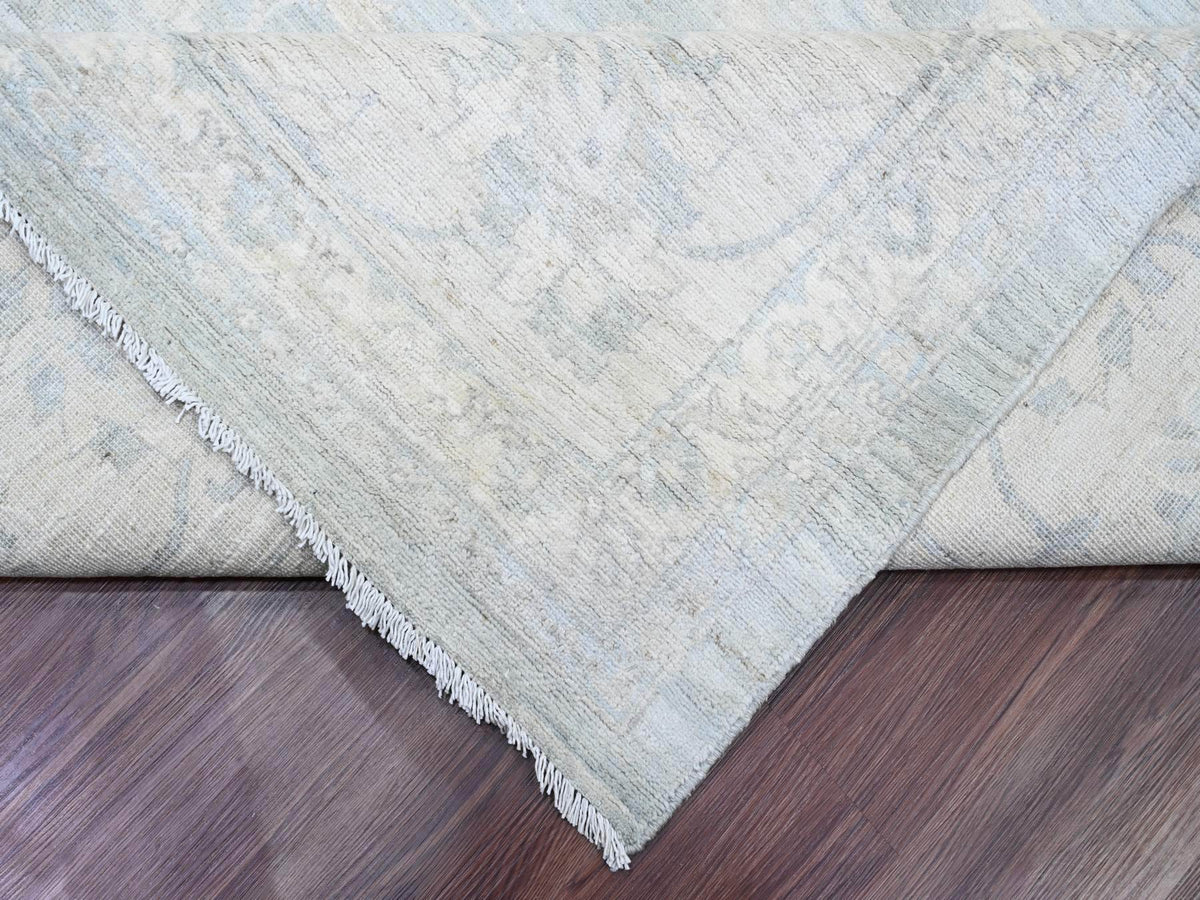 Peshawar Oushak hand-knotted wool rug in Gray & Ivory, 12' x 15'4" — SKU O020405 (view 6)