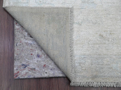 Ivory 3'0" x 17'2" Oushak And Peshawar Hand knotted Wool Rug - Sku: O020409