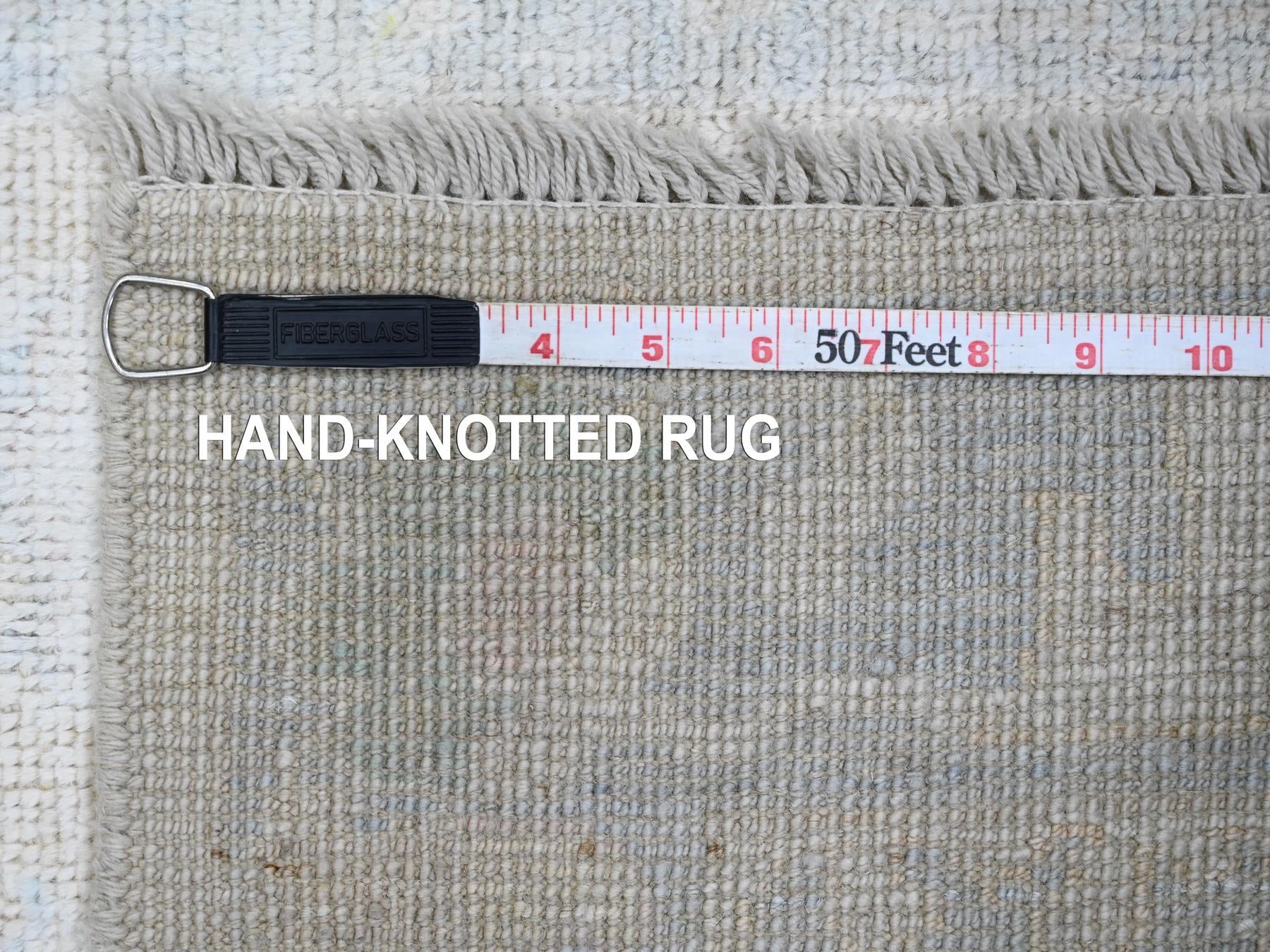 Oushak Oushak hand-knotted wool runner in Ivory & Light Blue, 3' x 17'2" — SKU O020409 (view 6)