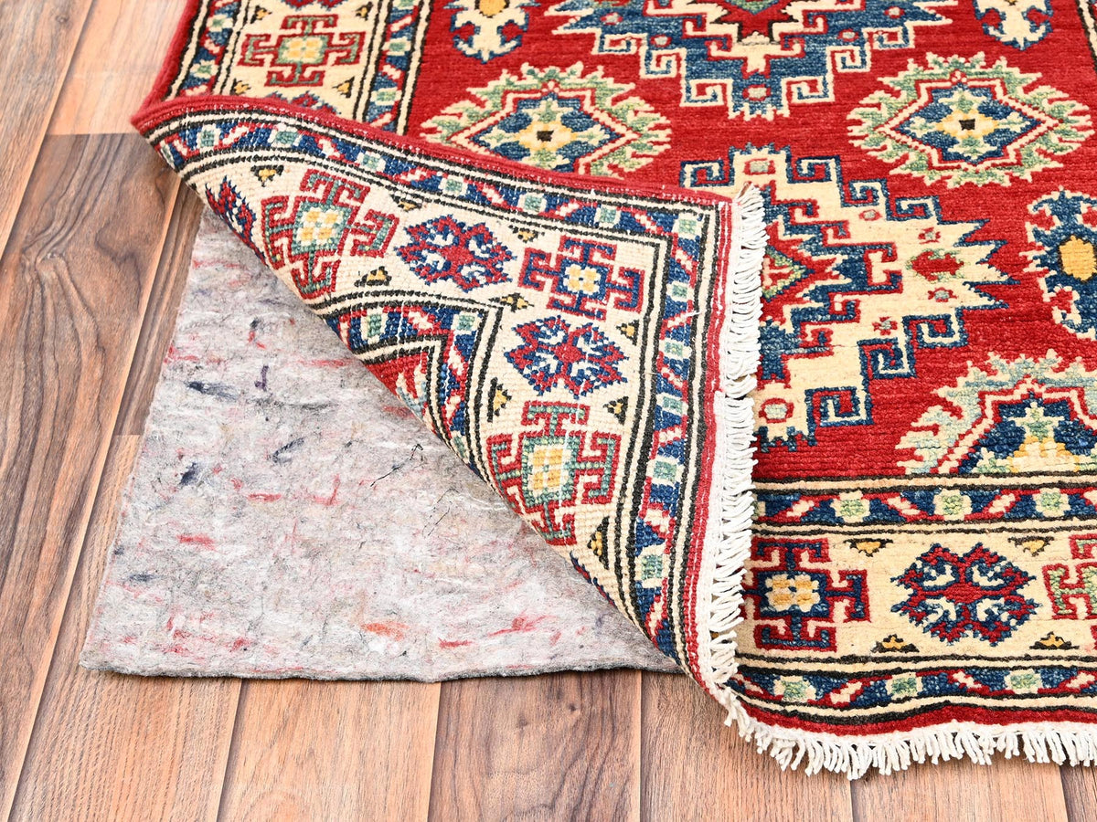 Kazak Kazak hand-knotted wool runner in Red & Ivory, 2'5" x 18'9" — SKU O02040 (view 3)