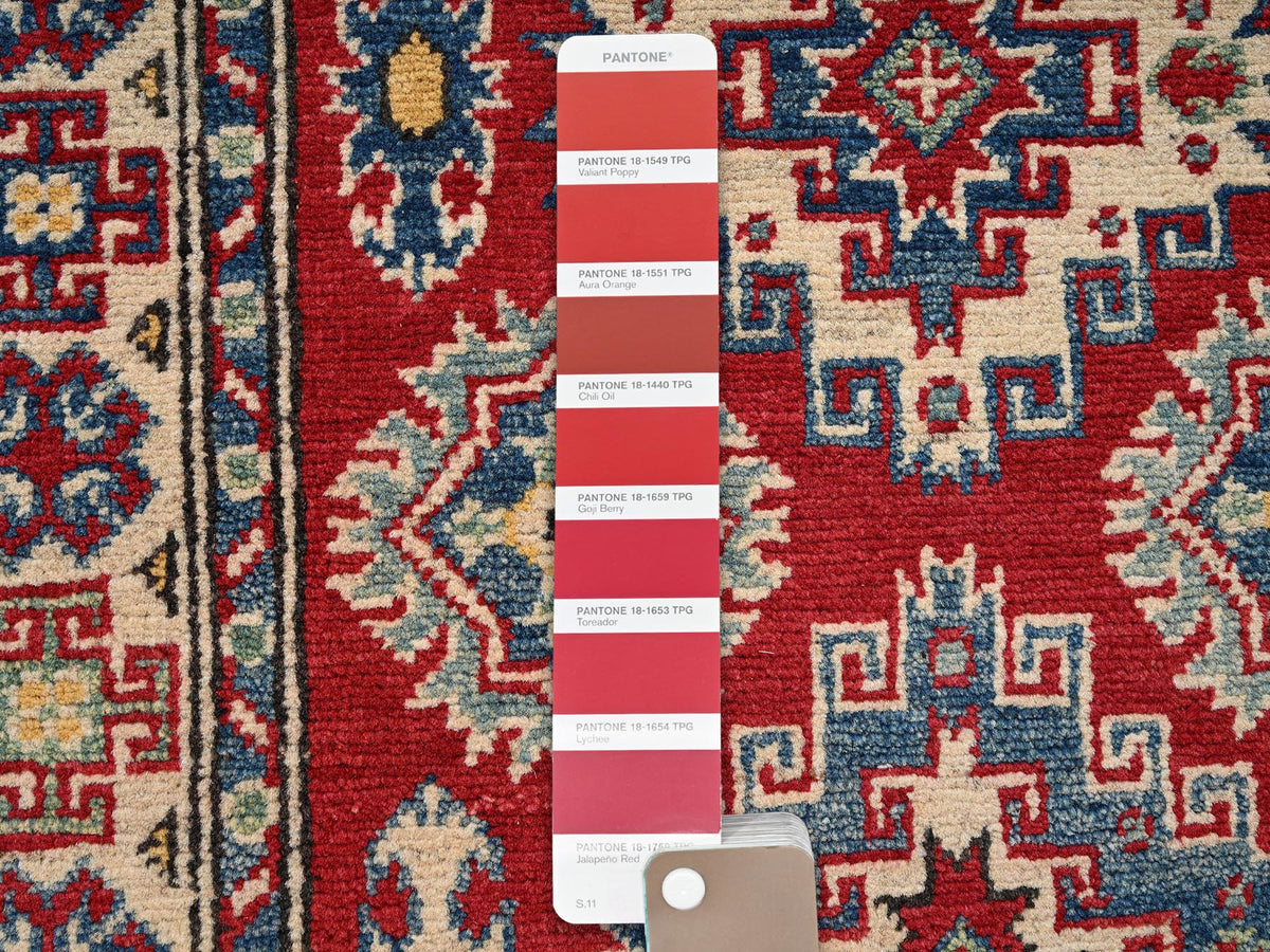 Kazak Kazak hand-knotted wool runner in Red & Ivory, 2'5" x 18'9" — SKU O02040 (view 4)